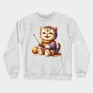 Cat Knitting A Sweater Crewneck Sweatshirt
